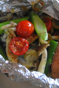 鮭と野菜のイタリアンなホイル焼き