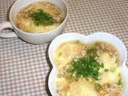 鶏そぼろとザーサイのあんかけ茶碗蒸しの写真