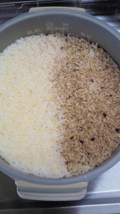 ✿緑玄米＆白米　同じ釜での炊き方✿の画像