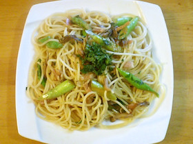 大葉ときのこの和風冷製パスタ