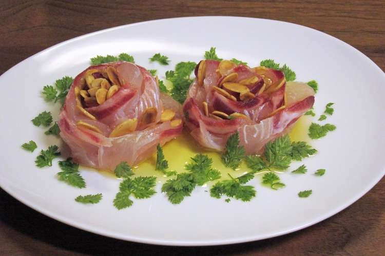 真鯛のカルパッチョ 薔薇の花仕立て レシピ 作り方 By Hidering クックパッド 簡単おいしいみんなのレシピが350万品