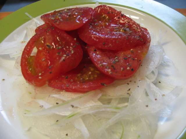 さっぱり～トマト＆オニオンのゴマ油サラダの画像