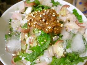 岩下の新生姜と味噌の冷やし茶漬け