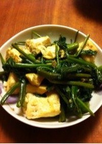 空心菜と豆腐の炒め物