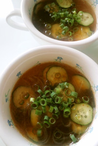 キムチの素で春雨の冷製スープ