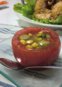 完熟トマトと夏野菜の冷たいジュレサラダ