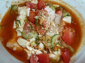 キムチと豆腐で冷たいスープご飯♪
