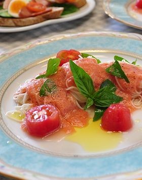 素麺de　　トマトの冷製パスタの画像