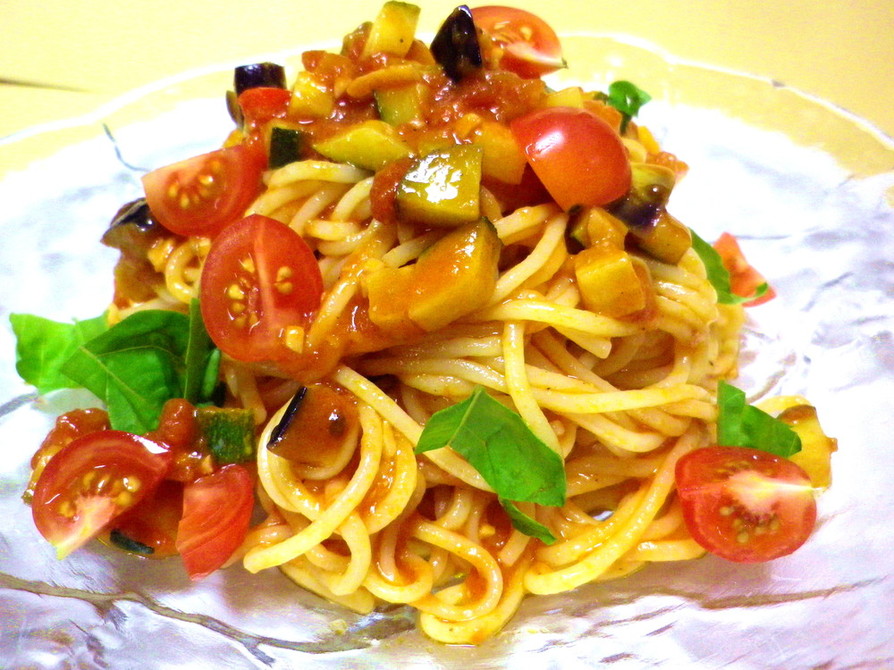 夏野菜の冷製トマトスパゲッティーの画像
