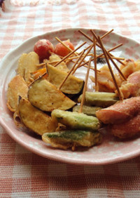 夏野菜の彩り串天