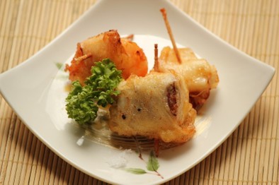 魚介と甘酢生姜の天ぷらの写真