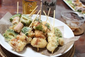 日清天ぷら粉「揚げ上手」で串揚げ3種