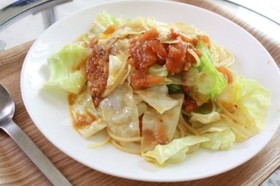 トマトとキャベツとアンチョビのスパゲティ