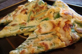 簡単 海老ニラもっちもちチヂミ♡