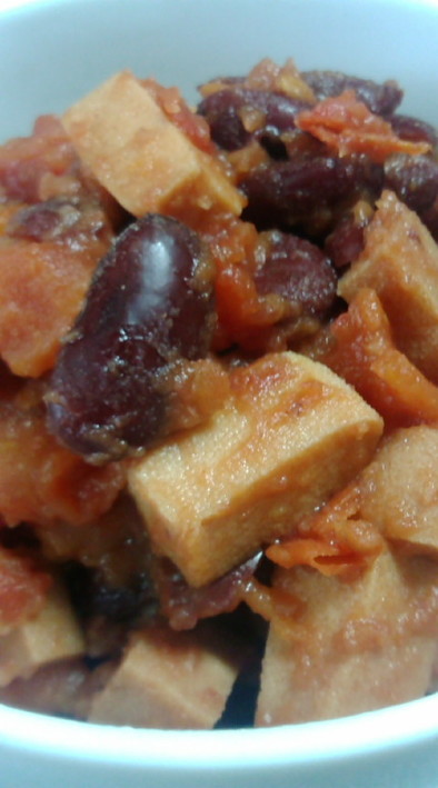 簡単！高野豆腐×豆×トマト缶ソースの写真