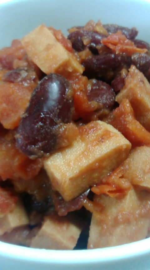 簡単！高野豆腐×豆×トマト缶ソースの画像