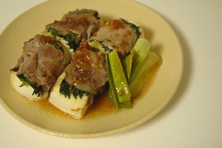 豆腐の豚巻き　梅醤油焼きの画像