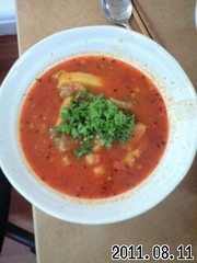 豚軟骨ひよこ豆トマトスープの写真