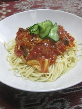 オッサンの冷製パスタ　トマトソース