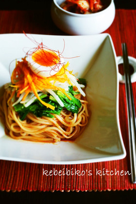 野菜ナムルと韓国万能調味料でビビン麺