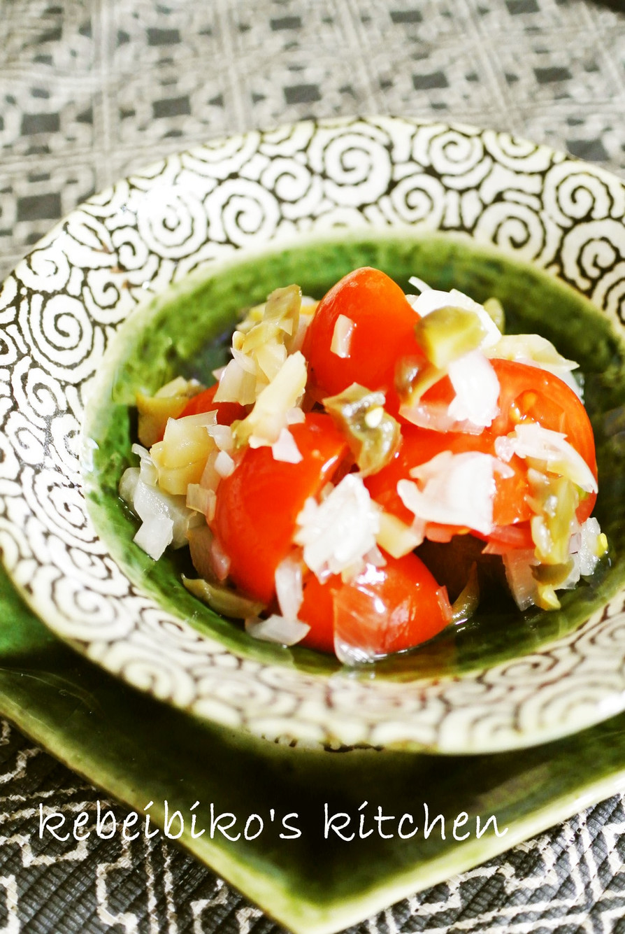 トマトの搾菜＆らっきょうで甘酢和えの画像