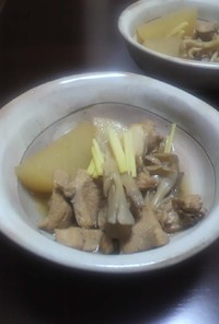 大根と鶏肉と舞茸の酢の煮物