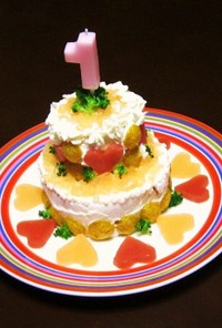 1歳の２段バースデーケーキ☆