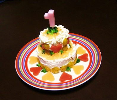 1歳の２段バースデーケーキ☆の写真