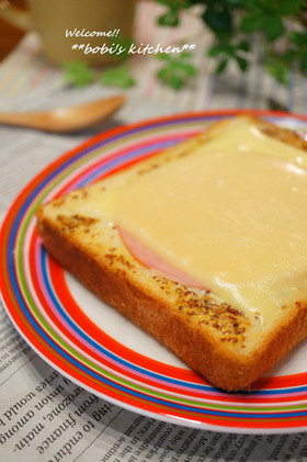 朝食に❤粒マスマヨでハムとチーズトースト