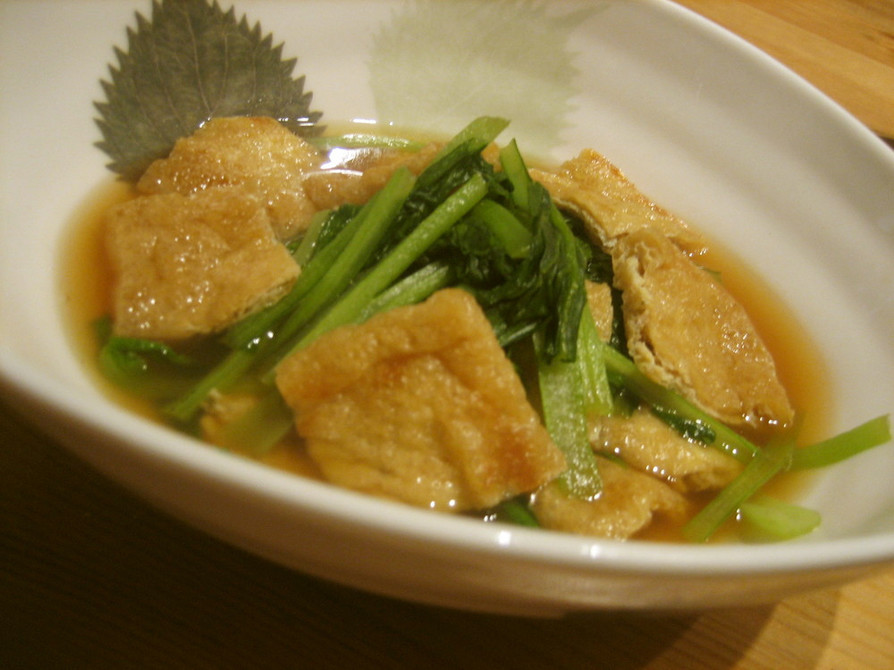 めんつゆで簡単‼小松菜と油揚げの煮びたしの画像