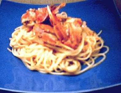 渡り蟹のスパゲティーの写真