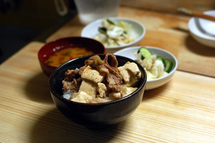 豚と豆腐のさっぱり煮丼！肉豆腐ノリで！の画像