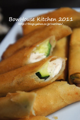 ズッキーニとササミの春巻き