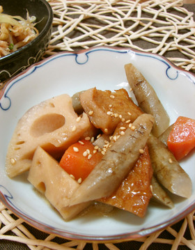 丸天と根菜の煮もの♪