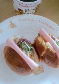 ロールパンのロースハム卵サンド