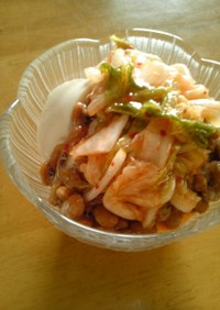 豆腐 on キムチ納豆
