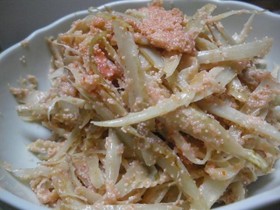 ゴボウの明太マヨ炒め