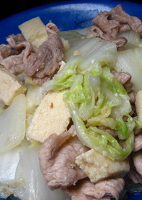 白菜と凍み豆腐(高野豆腐）の味噌炒め
