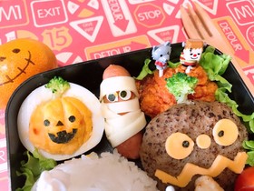 茹で卵deハロウィンかぼちゃ★キャラ弁に
