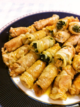 モロヘイヤと豚肉のロール焼き