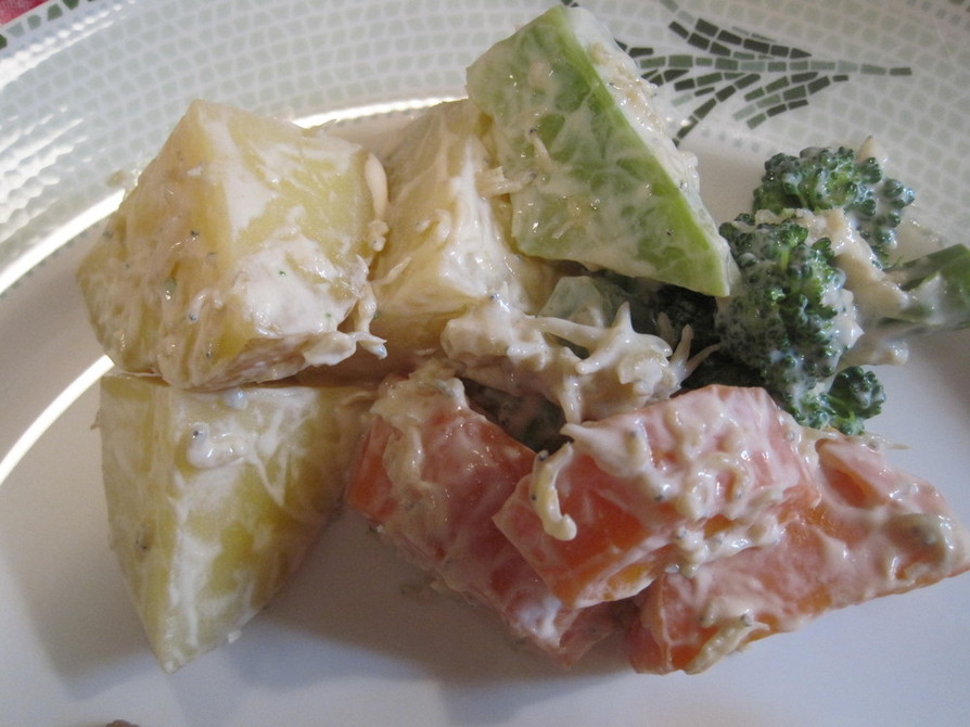 温野菜とシラスの豆腐ドレッシング和えの画像
