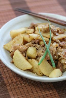 ホク!シャキ?長芋と豚肉の甘辛炒め