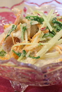 水菜とキムチの胡麻和えサラダ
