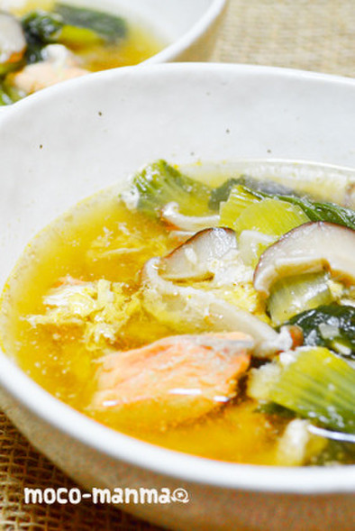 ◆食べるスープ◆鮭と卵の胡麻中華スープの写真