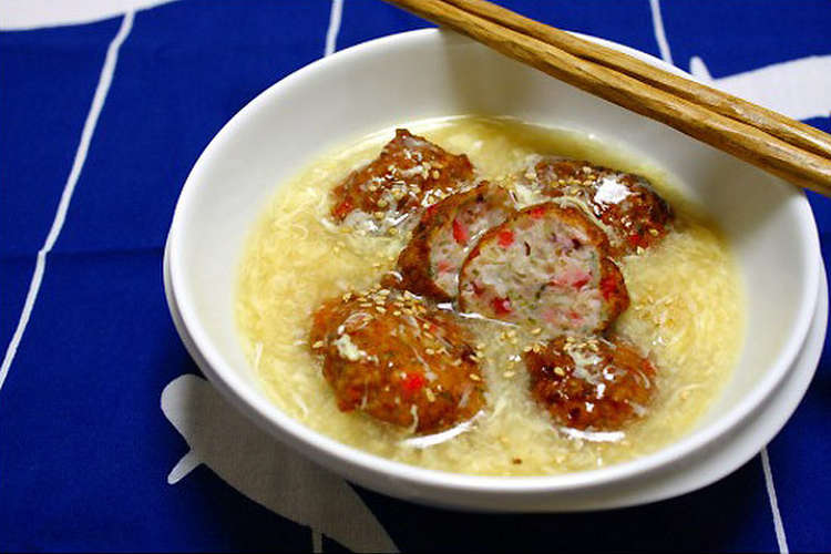 ふわっとイカボールのかき玉あんかけスープ レシピ 作り方 By 有田焼卸団地協同組合 クックパッド