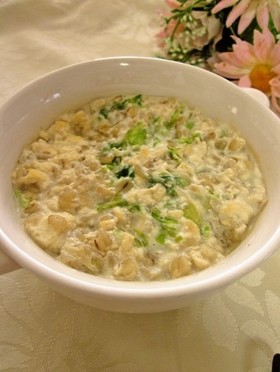 押し麦の豆乳リゾット~豆腐入り