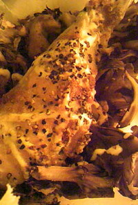 鮭と舞茸のカレーマヨネーズ焼き