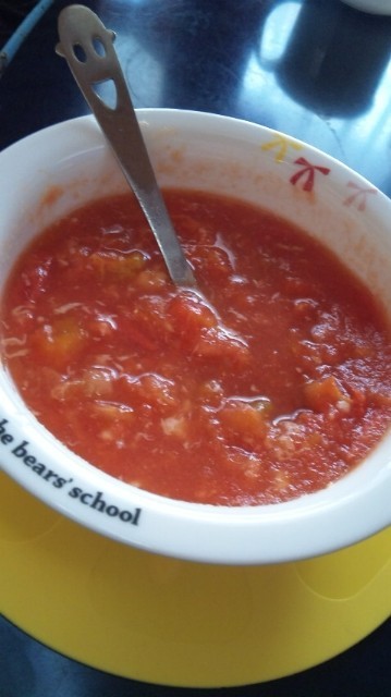 妊婦さんへ♪レンジで簡単トマトスープの画像