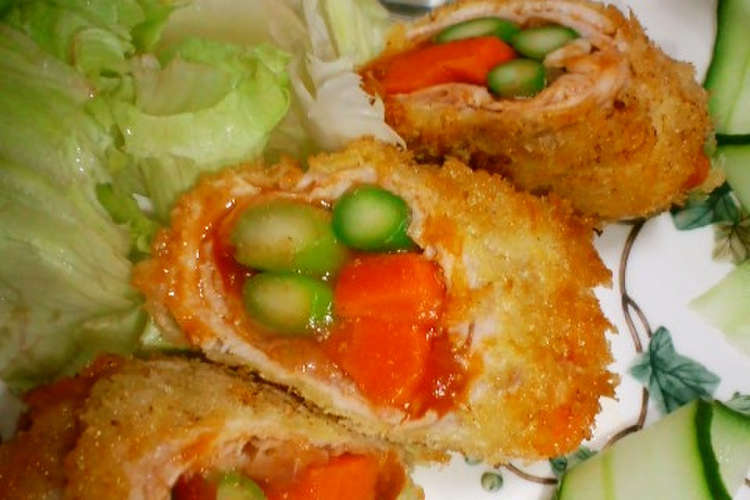 具のソースで アスパラと人参の肉巻き揚げ レシピ 作り方 By ミリラム クックパッド 簡単おいしいみんなのレシピが354万品