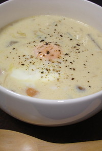 冬瓜の豆乳カルボナーラ風スープ
